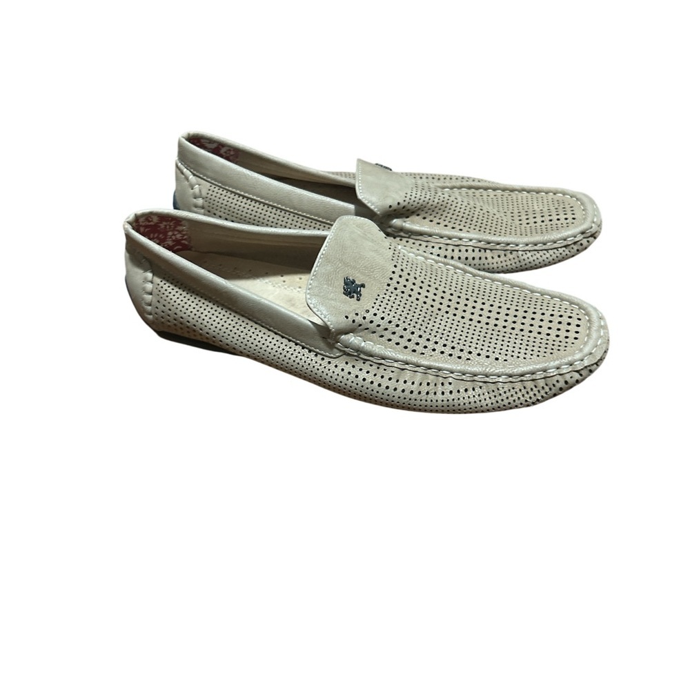 Stacy Adams Pippin Perforated Beige Leather Driving Loafers Mens 11.5 M